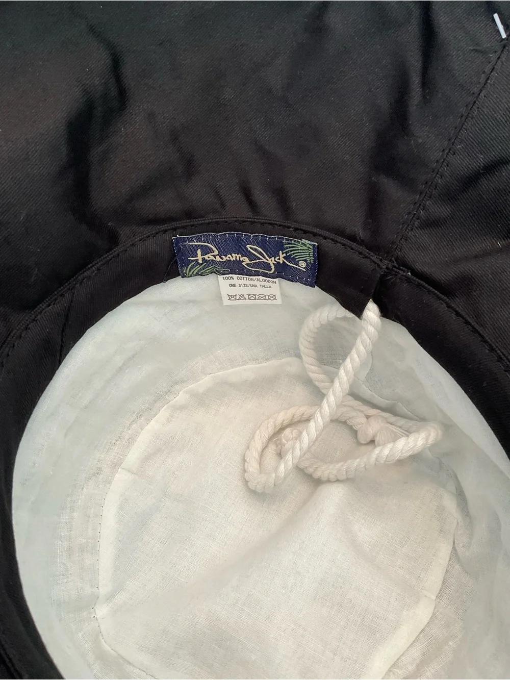 NWT Panama Jack Black Cotton Wide Brim Bucket Sun Hat
